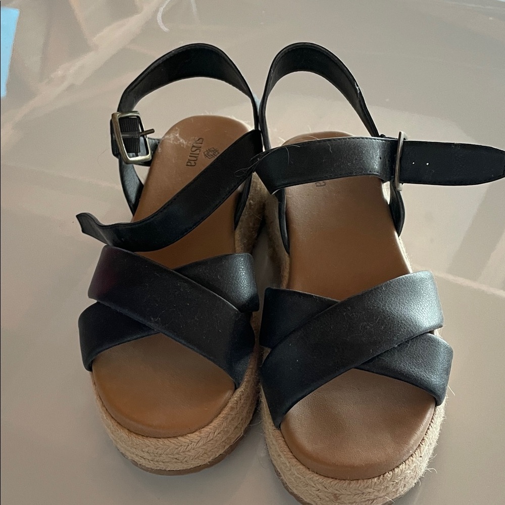 Susina Black Espadrille Sandals